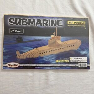 Submarine 3D Puzzle A Wood Craft Construction Kit 29 Pieces NEW Brand New Fun!